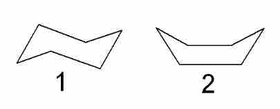 Chair and boat configurations of cyclohexane